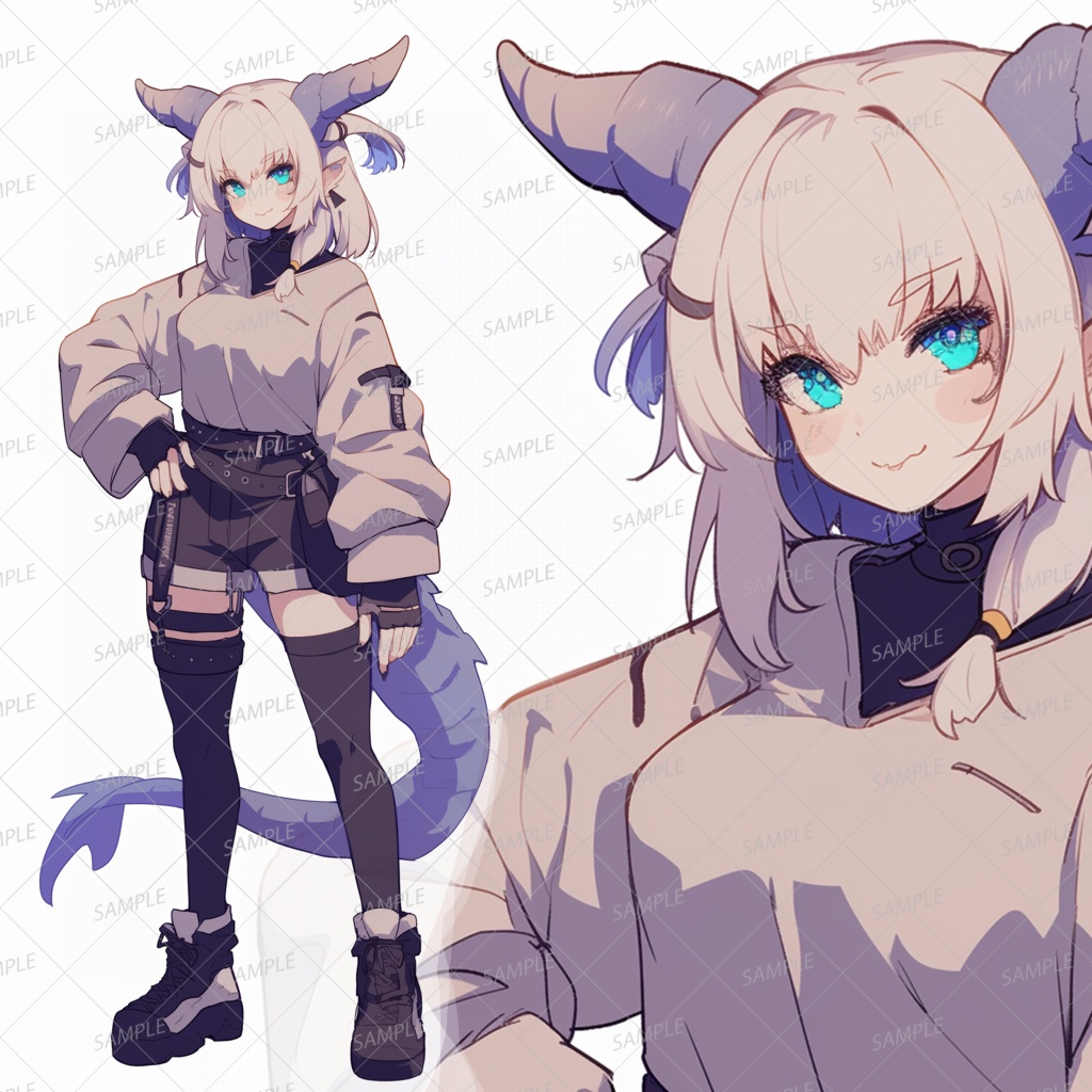 【獣人】角の生えたドヤ顔の少女_立ち絵