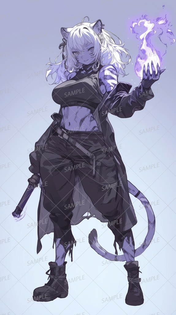 【獣人】炎の魔法を操るネコ科の少女_立ち絵