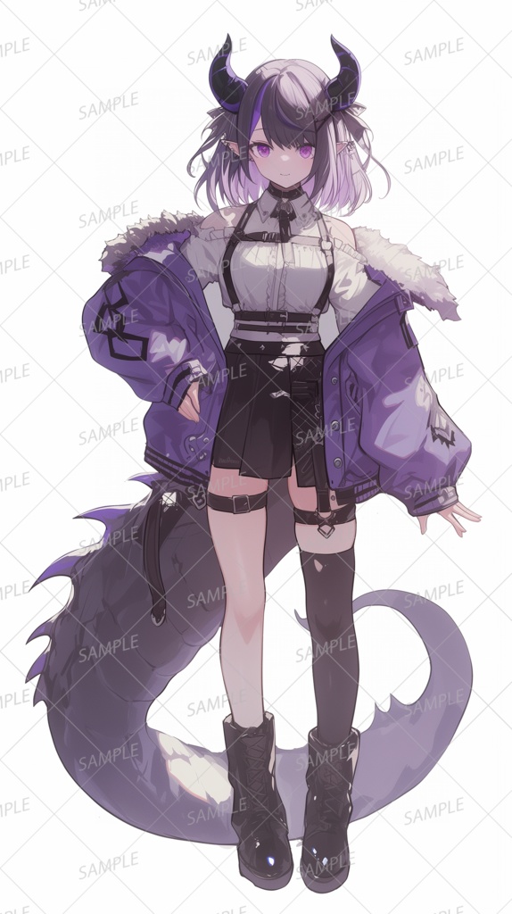 【獣人】紫の竜の小柄な少女_立ち絵