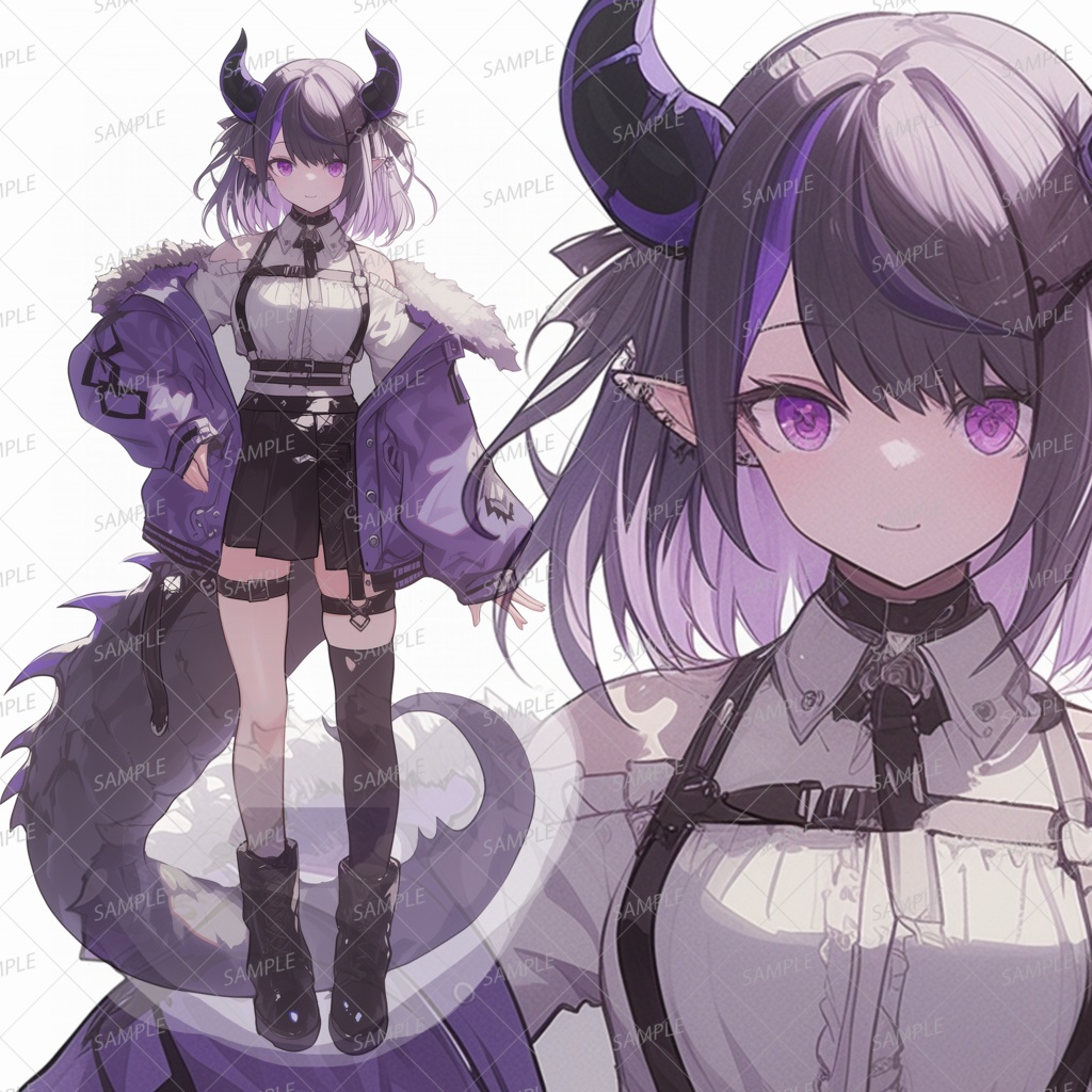 【獣人】紫の竜の小柄な少女_立ち絵