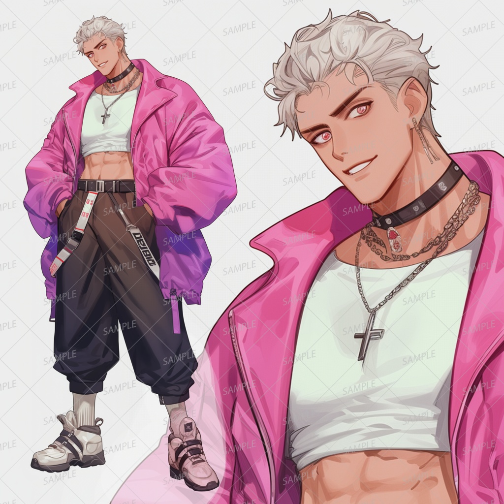 【私服】短髪白髪の引き締まった男性_立ち絵