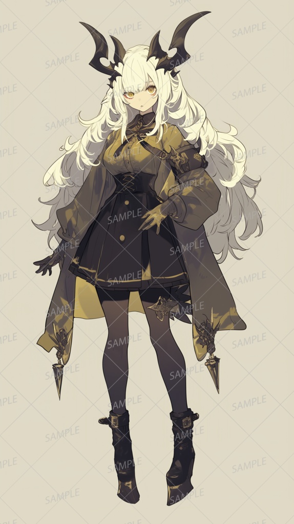 【ファンタジー】貴族の上位悪魔風な白髪少女_立ち絵