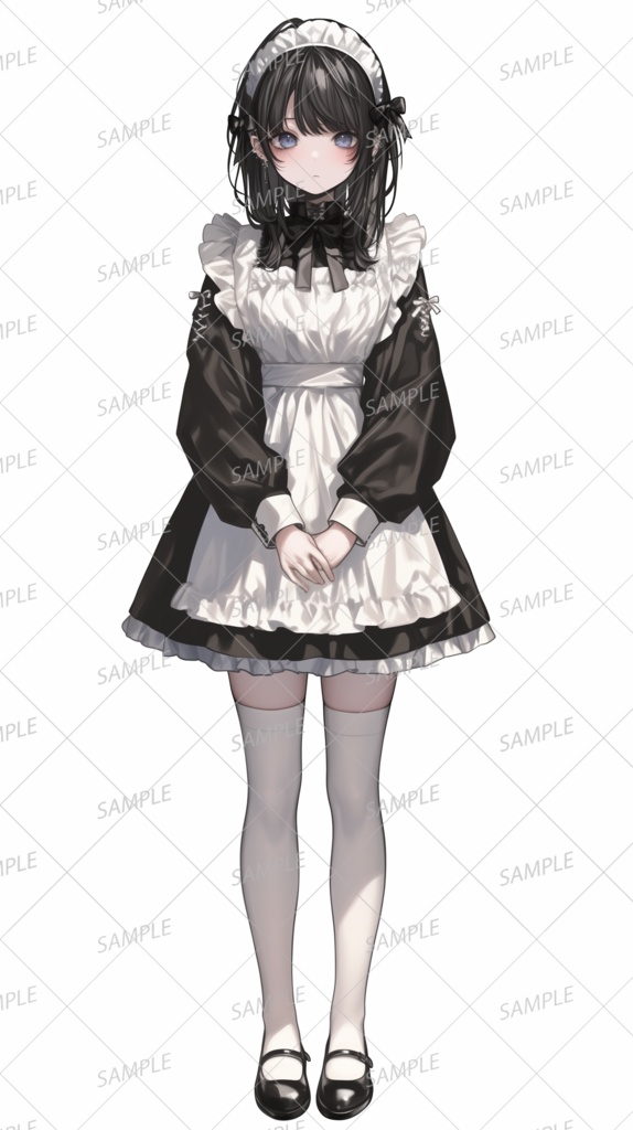 【ファンタジー】困り顔の黒髪メイド_立ち絵
