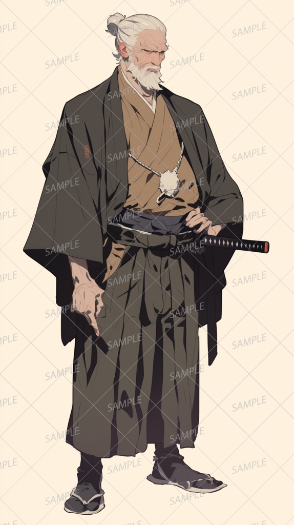 【和風】老いた侍の老人_立ち絵