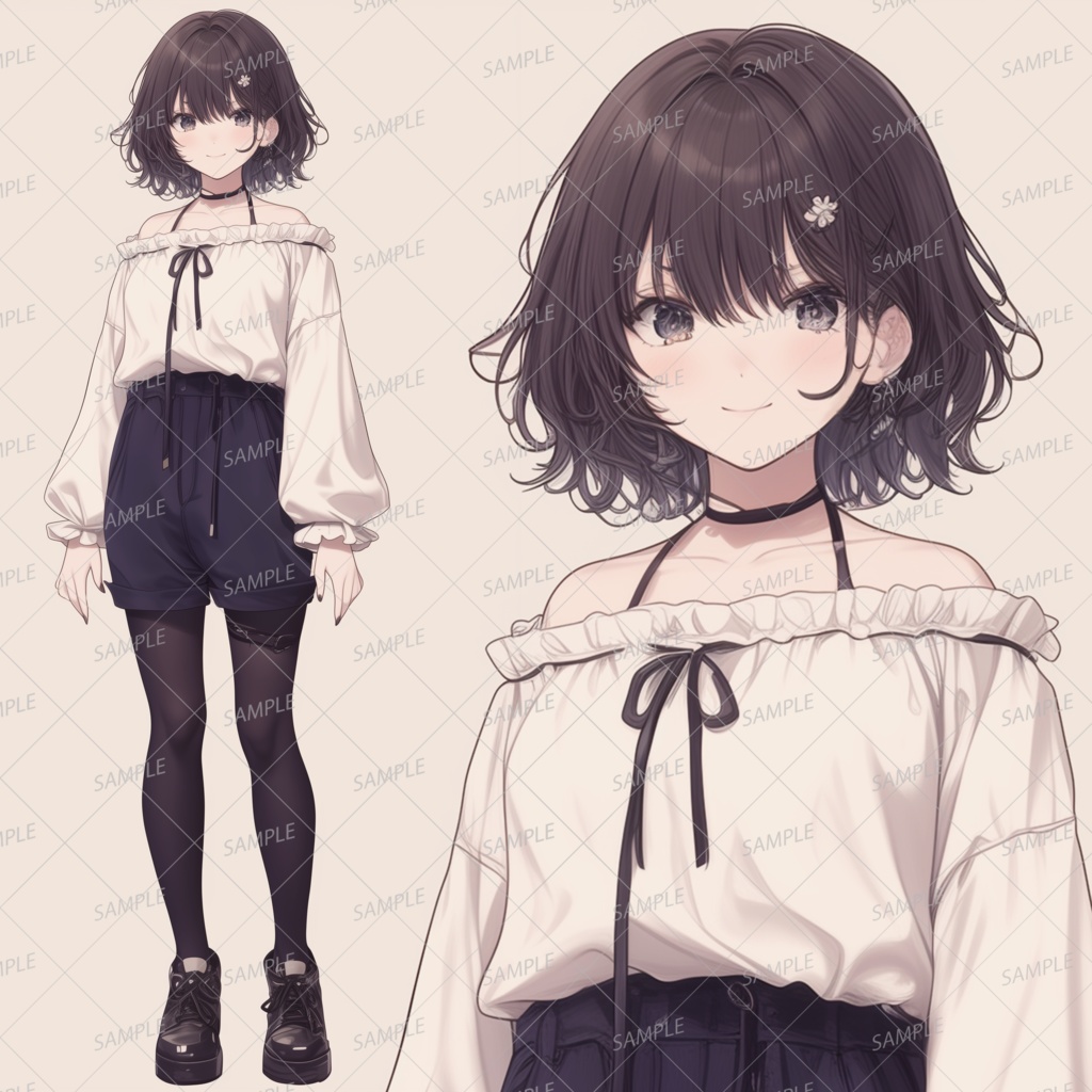 二次元　黒髪　清楚 私服】清楚な黒髪少女_立ち絵 - きゃら館 - BOOTH