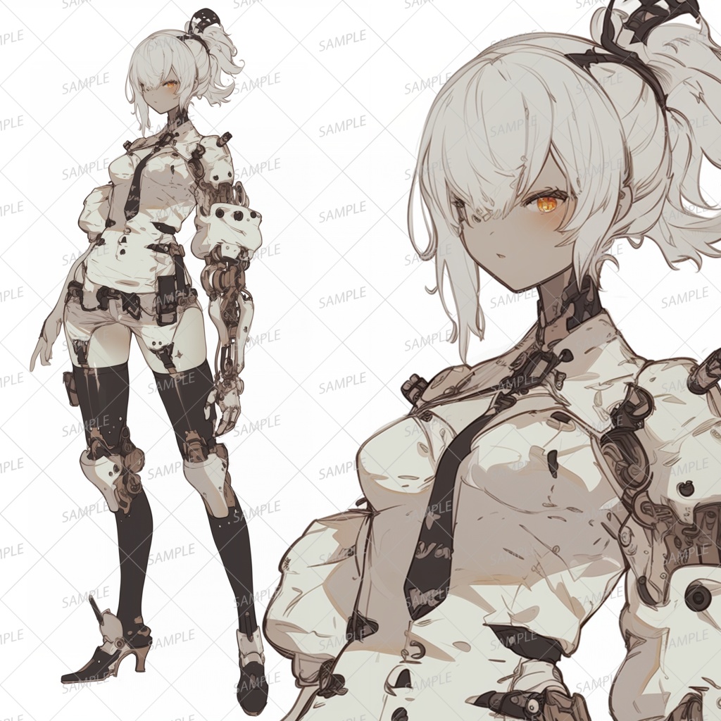 【メカ】ポニーテールのアンドロイドの少女_立ち絵