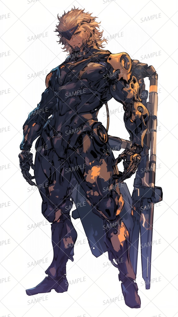 【メカ】筋肉質な眼帯のサイボーグの男_立ち絵