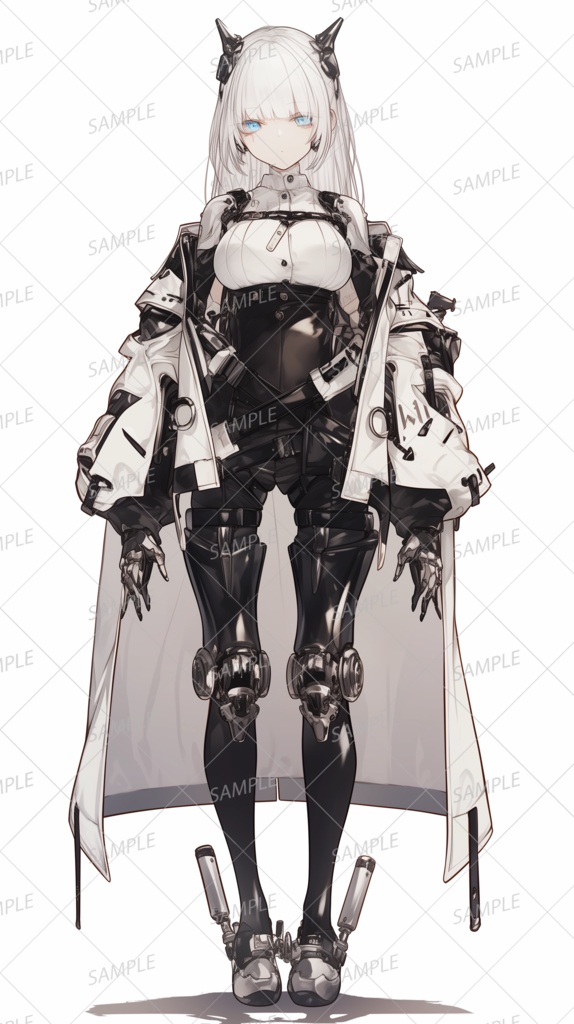 【メカ】クールな白髪のアンドロイドの少女_立ち絵
