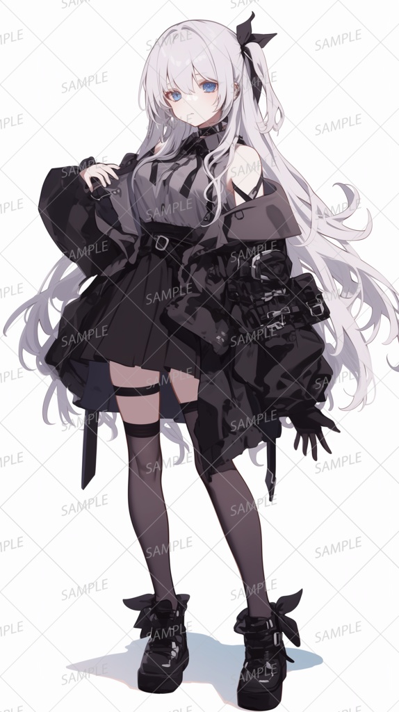 【私服】ゴシックな服を着た白髪のクールな少女_立ち絵