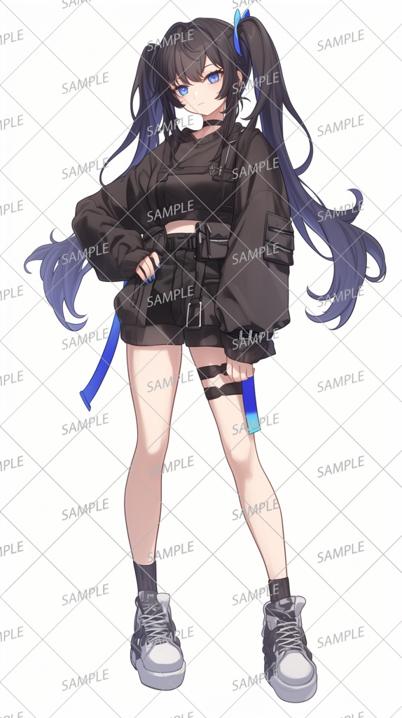 【私服】ツインテールの黒髪のクールな少女_立ち絵