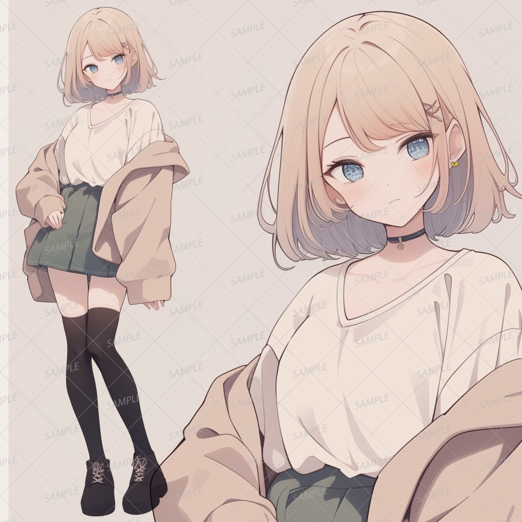 最大80％OFF - 『在庫ロス売買マーケット』 私服】オーバーサイズの上着を着た金髪の少女_立ち絵 - きゃら館 イラスト