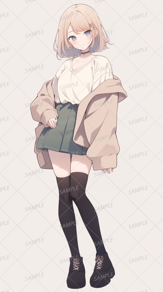 【私服】オーバーサイズの上着を着た金髪の少女_立ち絵