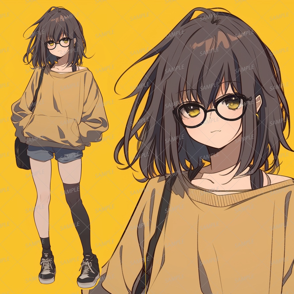 【私服】ダウナー系の眼鏡少女_立ち絵