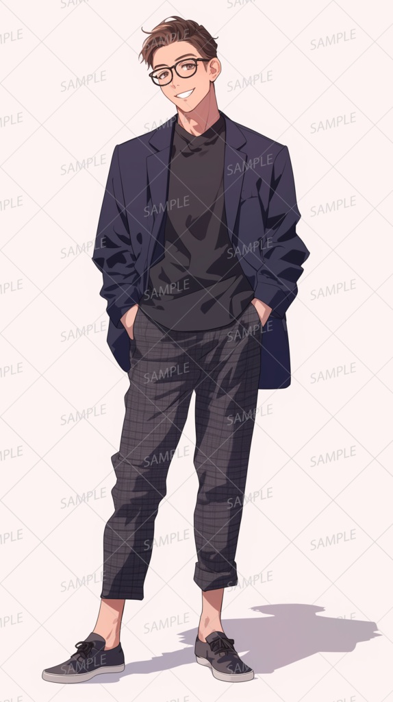 【仕事】カジュアルな装いのメガネの男性_立ち絵