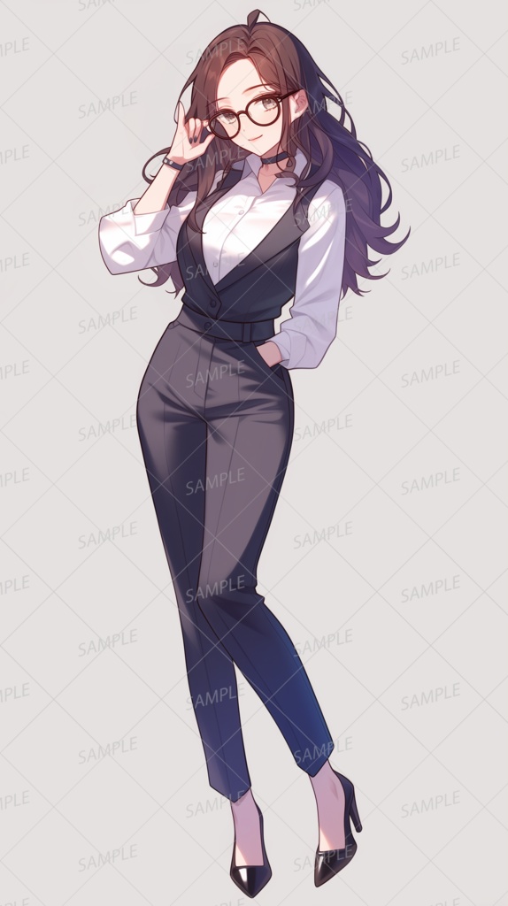 【仕事】サイドパートヘアの知的な眼鏡の女性_立ち絵
