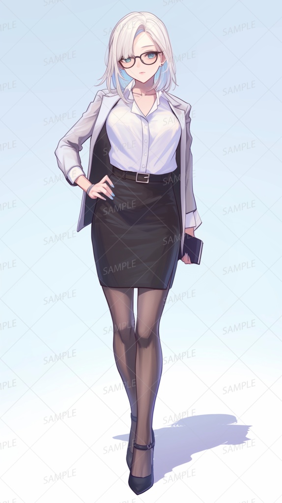 【仕事】白髪眼鏡の知的な女性_立ち絵