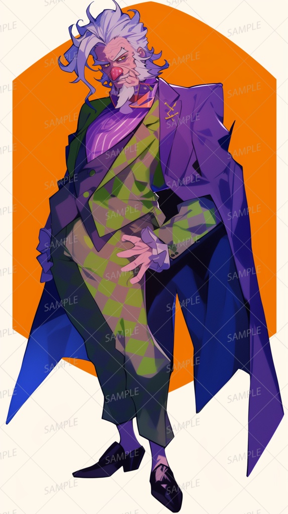 【ファンタジー】赤鼻の道化師の老人_立ち絵