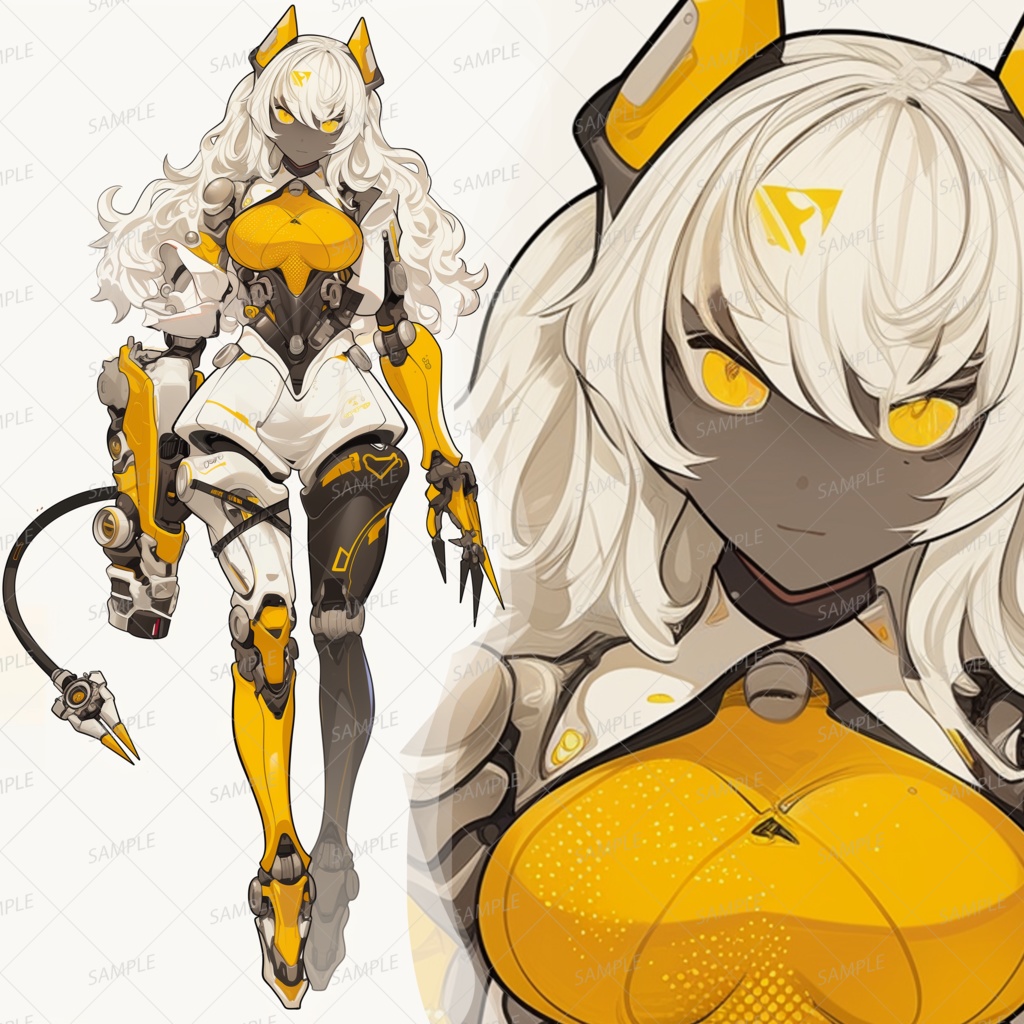 【メカ】ネコ科アンドロイドの少女_立ち絵