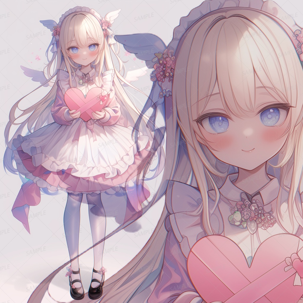 【バレンタイン】天使風ドレスのブロンド髪少女_立ち絵