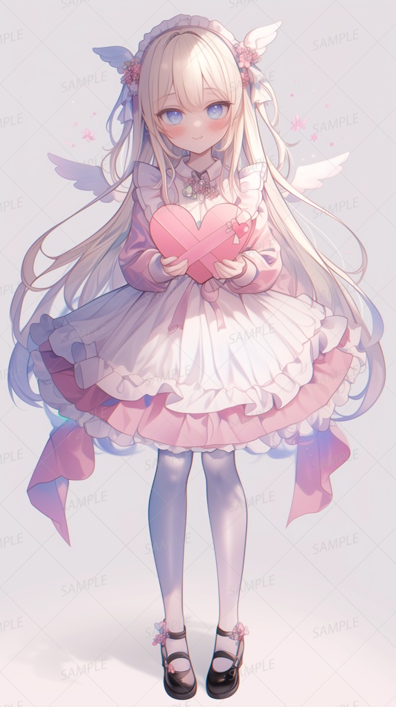 【バレンタイン】天使風ドレスのブロンド髪少女_立ち絵