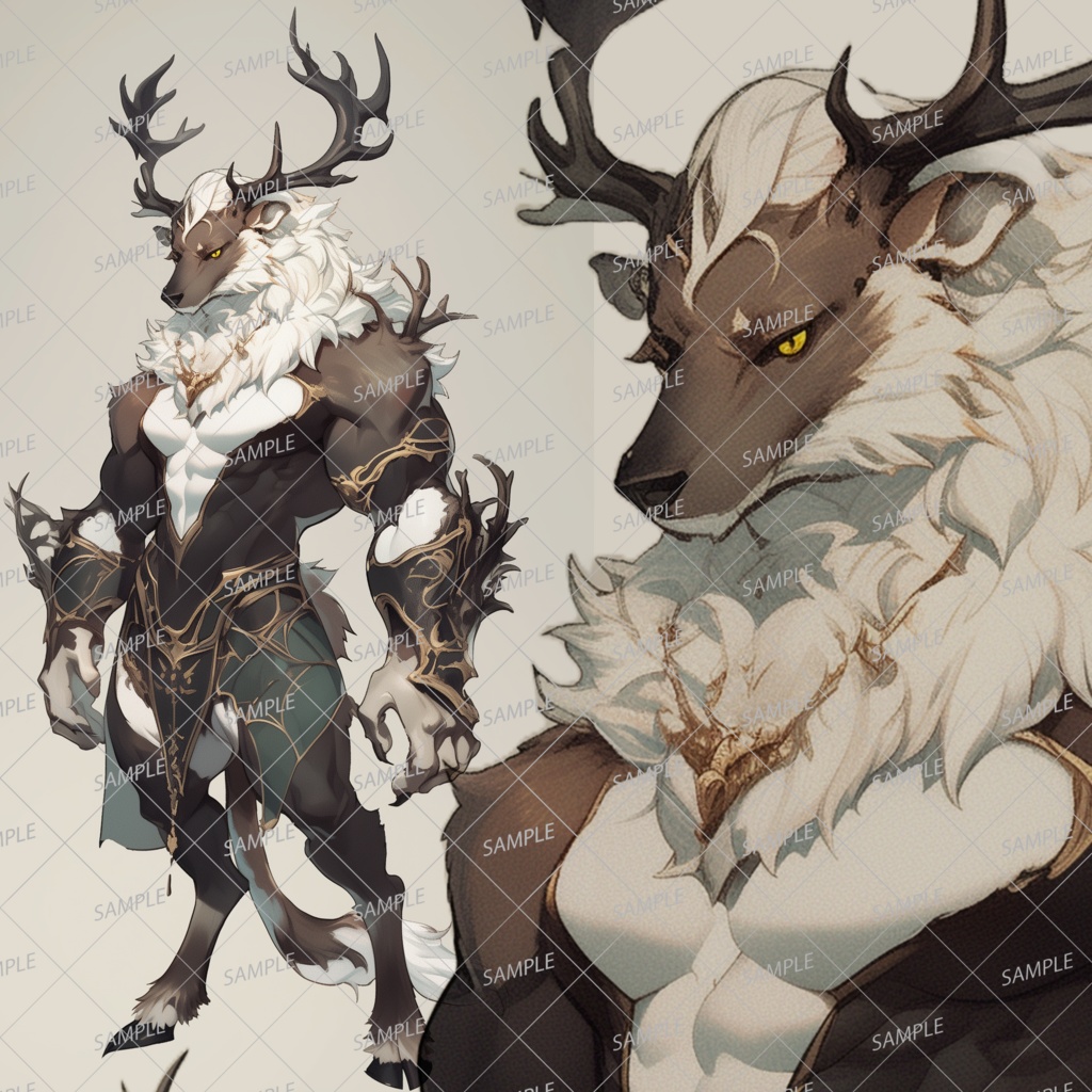 【獣人】ファンタジーなトナカイの男性_立ち絵
