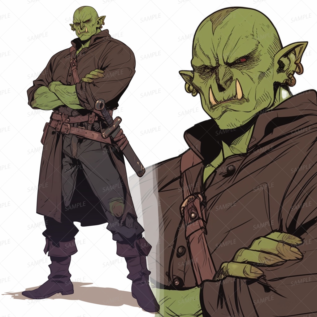 【ファンタジー】短剣を持つゴブリンの男性_立ち絵