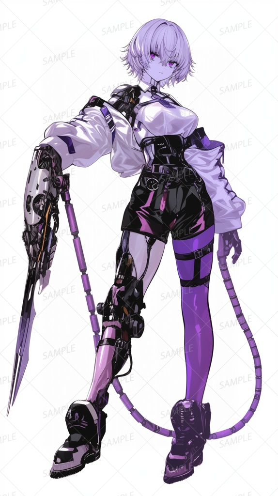 【メカ】ケーブル状なブレード義肢のサイボーグ少女_立ち絵