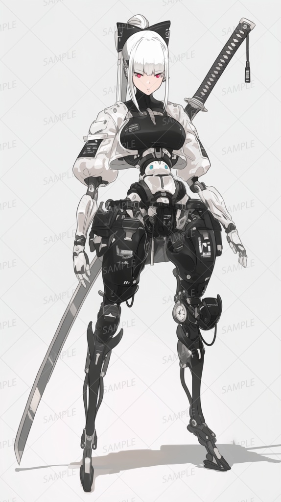 【メカ】太刀を背負ったアンドロイド少女_立ち絵
