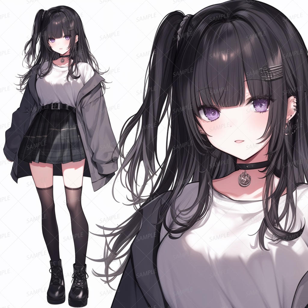 【私服】サイドテールのシックな少女_立ち絵