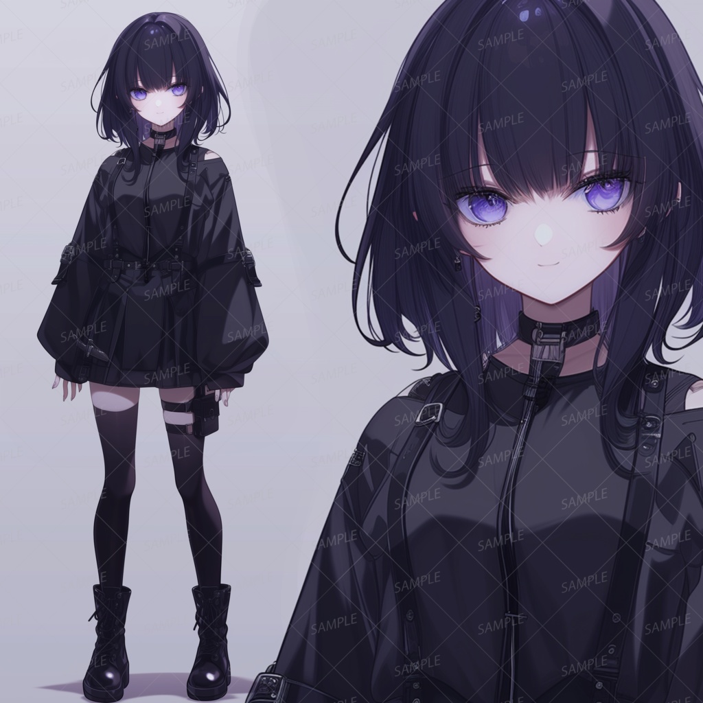 【私服】黒い服のミステリアス少女_立ち絵