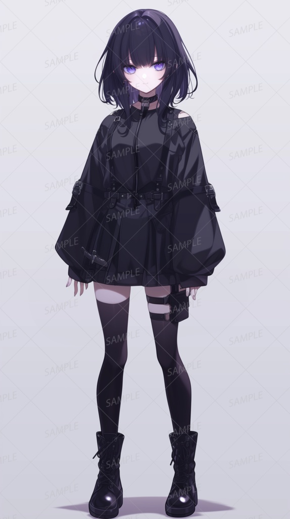 【私服】黒い服のミステリアス少女_立ち絵