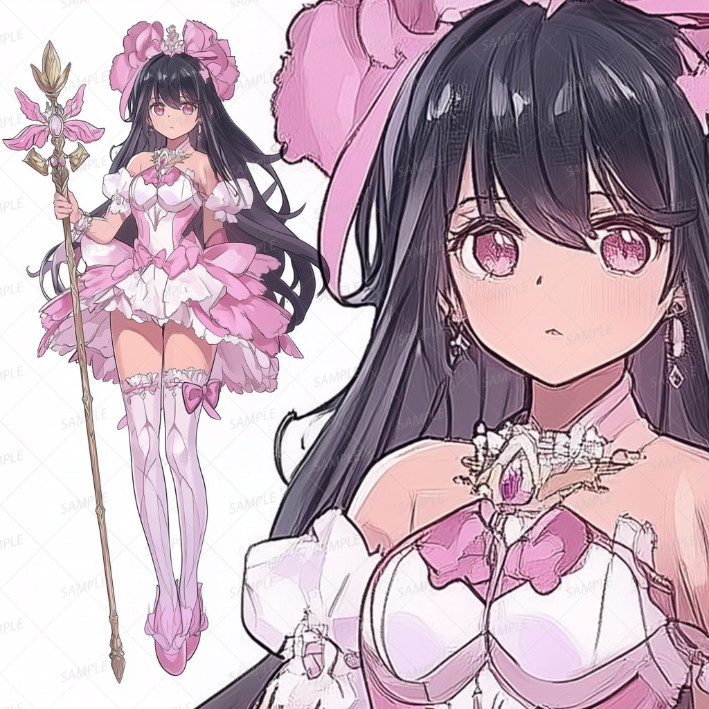 【ファンタジー】黒髪の魔法少女_立ち絵