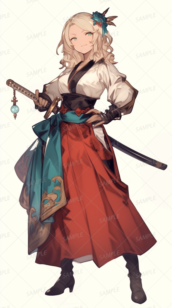 【和風】気品を感じる腰に刀を帯びた美少女_立ち絵