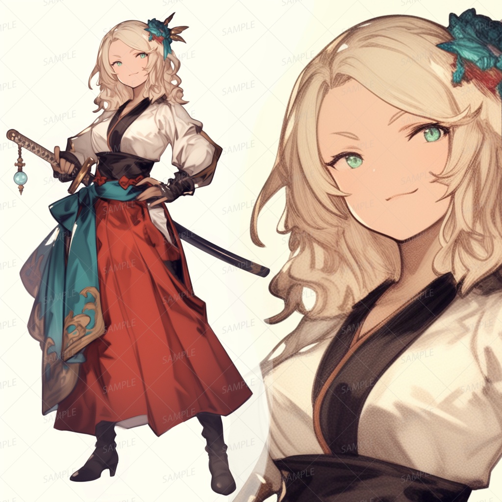 【ファンタジー】気品を感じる腰に刀を帯びた美少女_立ち絵