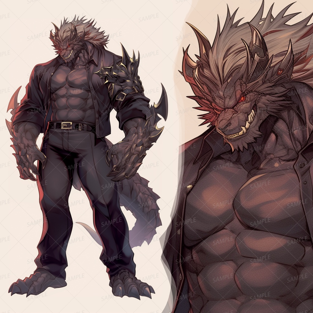 【獣人】禍々しい鋼の爪を持つ魔獣の王_立ち絵
