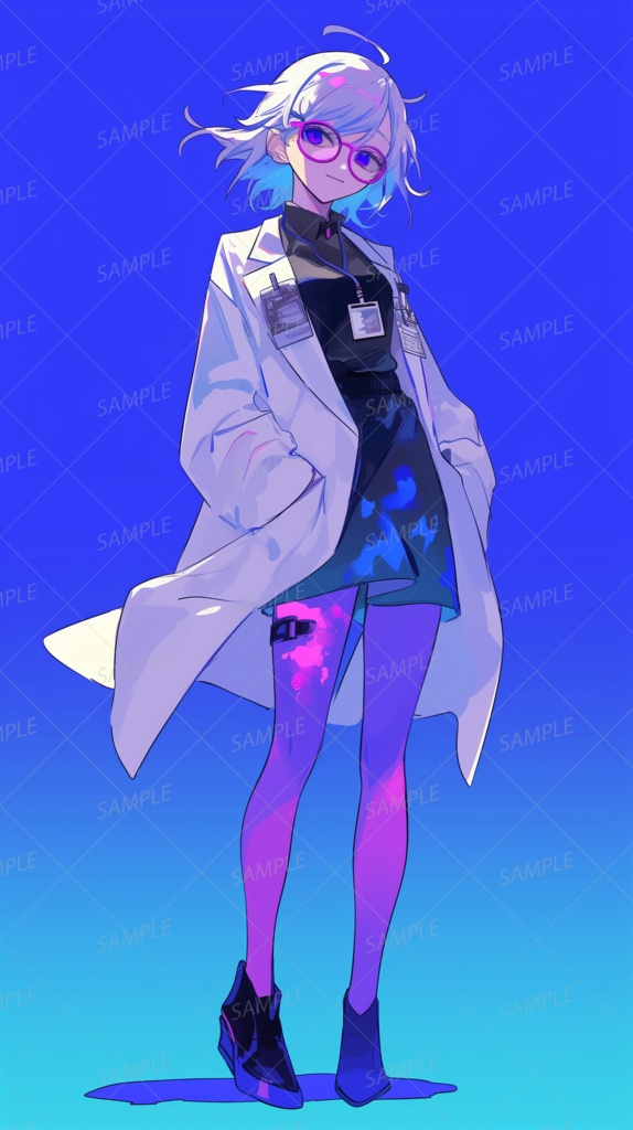 【ファンタジー】赤メガネをかけた白衣の少女_立ち絵