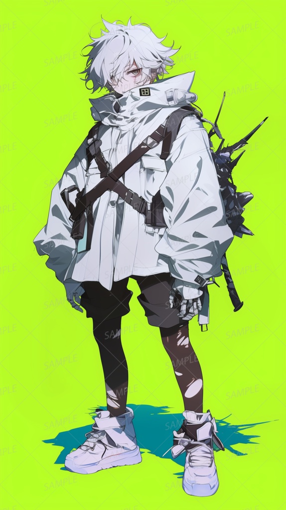 【ファンタジー】白いジャケットの白髪少年_立ち絵