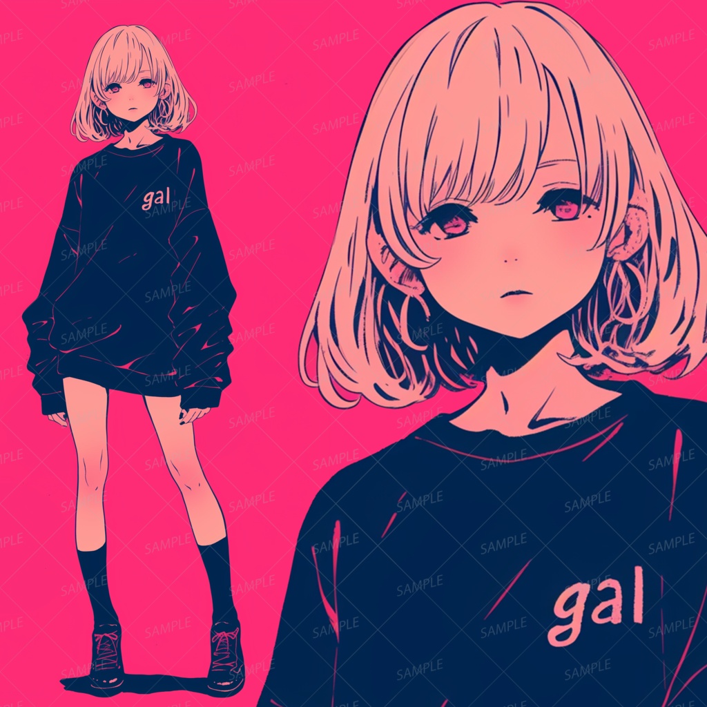 【私服】黒のオーバーサイズの服装の少女_立ち絵