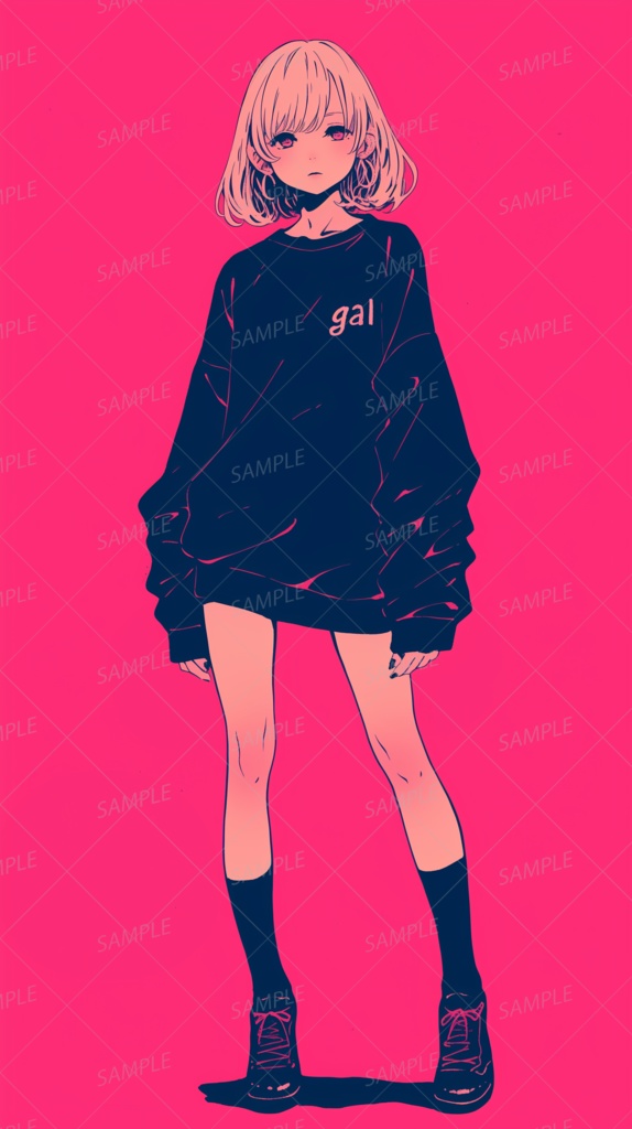 【私服】黒のオーバーサイズの服装の少女_立ち絵
