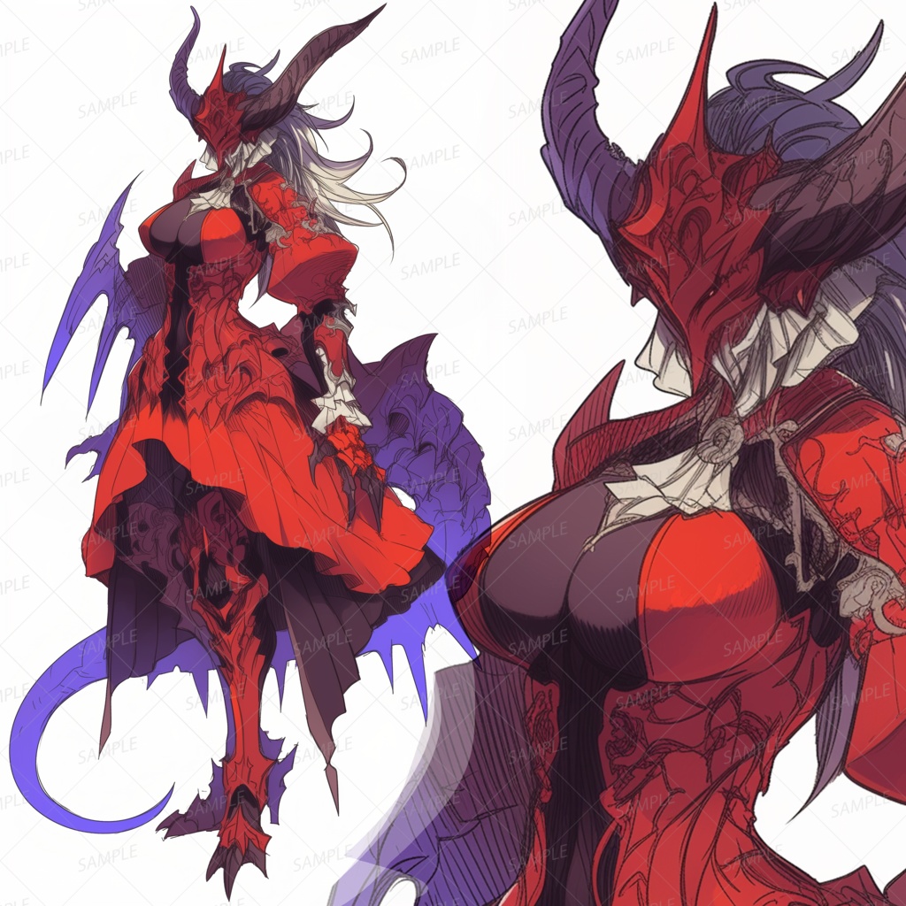 【ファンタジー】紅蓮のドレスの竜魔女_立ち絵