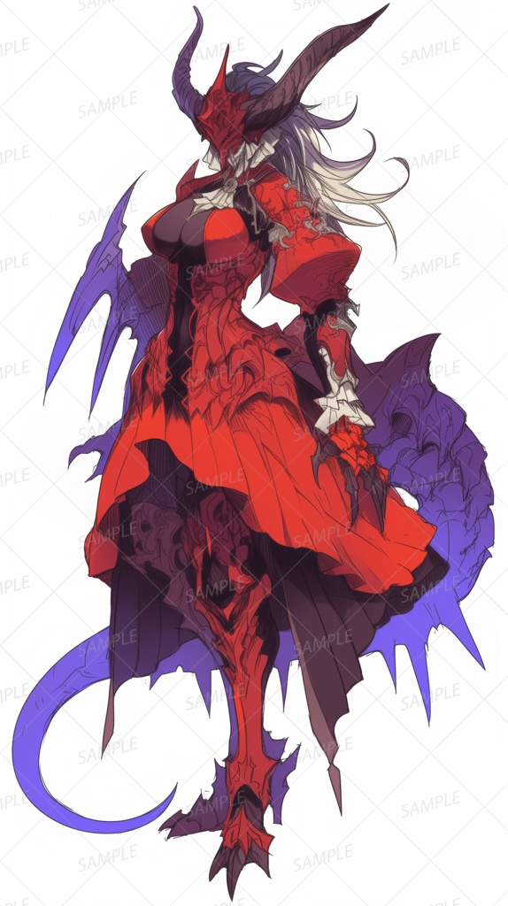 【ファンタジー】紅蓮のドレスの竜魔女_立ち絵