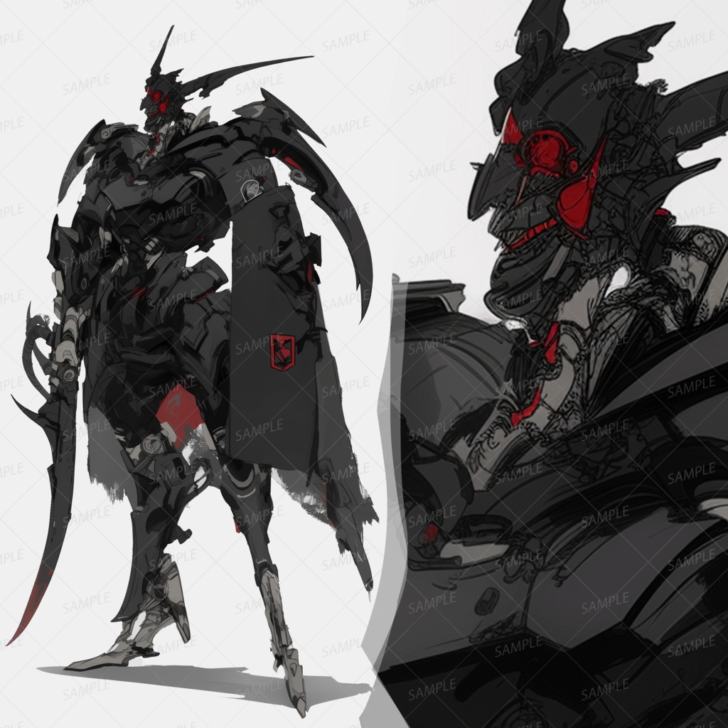 【メカ】漆黒の機械騎士_立ち絵