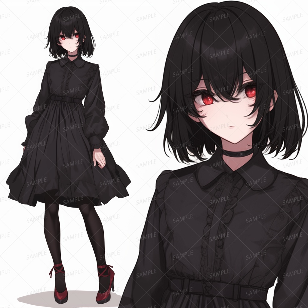 【私服】深紅の瞳と漆黒のドレスの少女_立ち絵