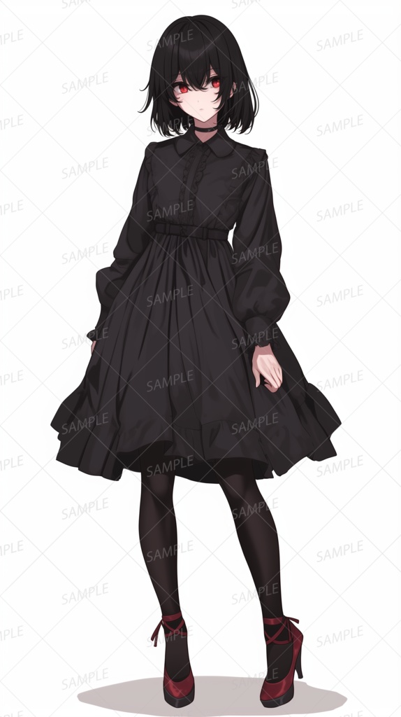 【私服】深紅の瞳と漆黒のドレスの少女_立ち絵