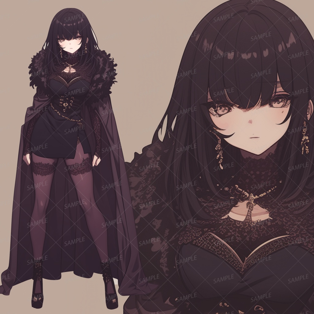 【私服】漆黒のマントを纏う淑女_立ち絵