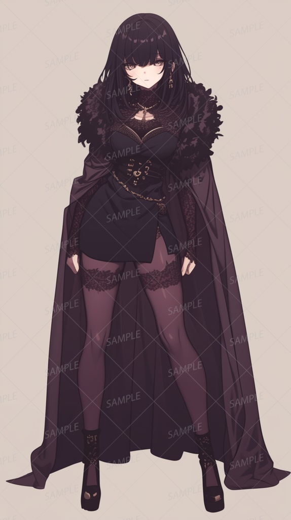【私服】漆黒のマントを纏う淑女_立ち絵
