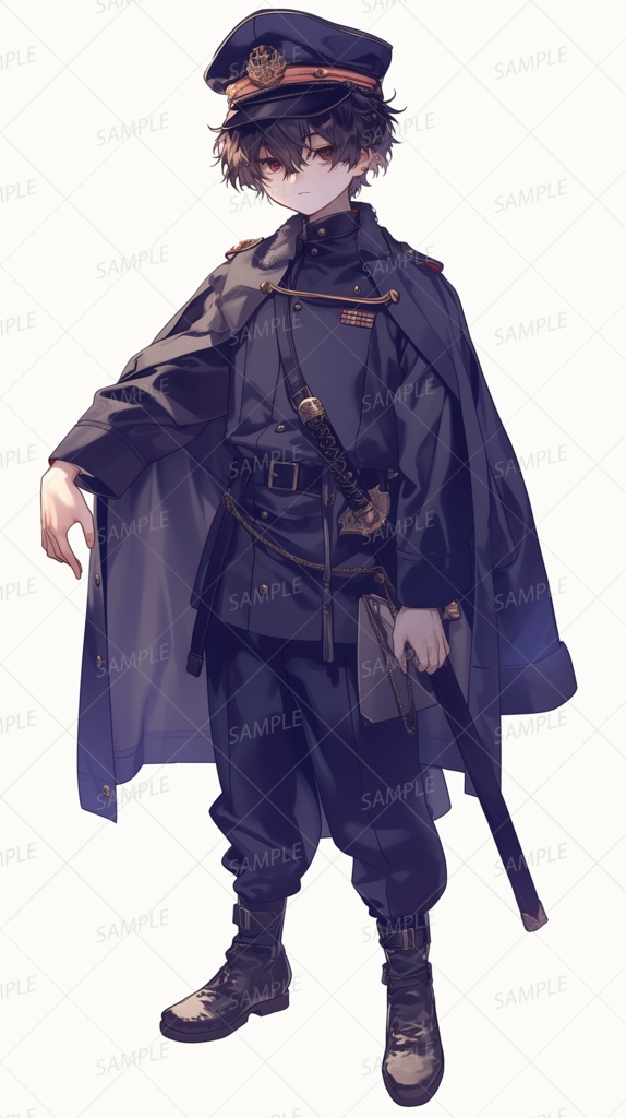 【ファンタジー】軍服の黒髪少年指揮官_立ち絵
