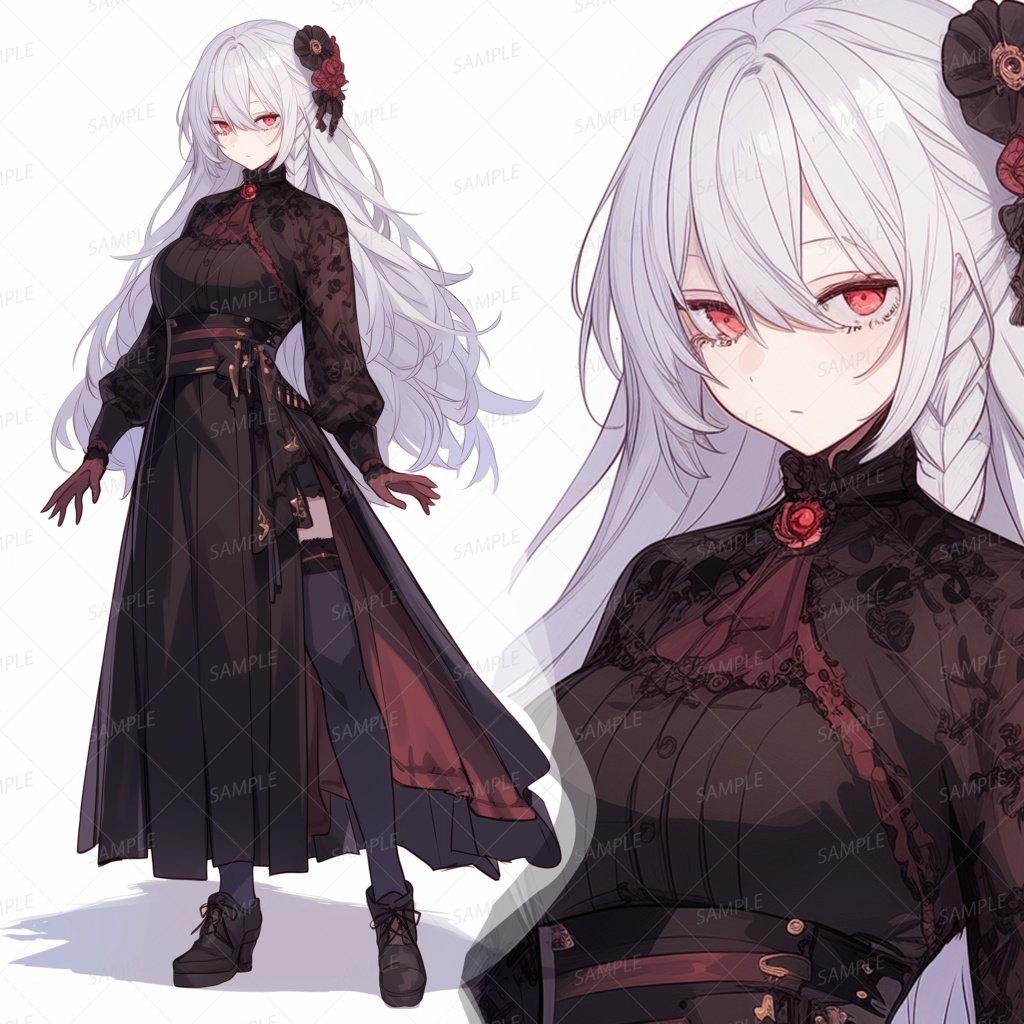 【ファンタジー】白銀の髪と赤い目の少女_立ち絵