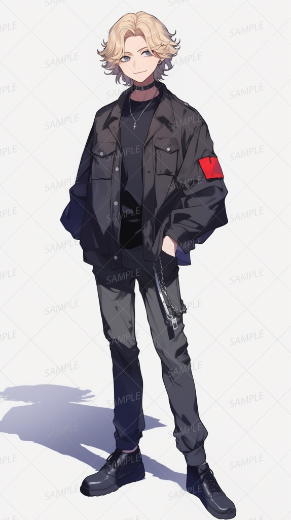 【私服】金髪ミディアムヘアの若い男性_立ち絵