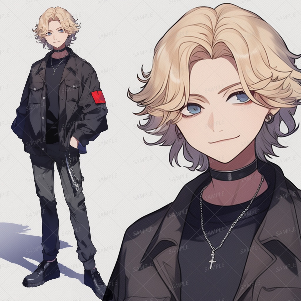 【私服】金髪ミディアムヘアの若い男性_立ち絵